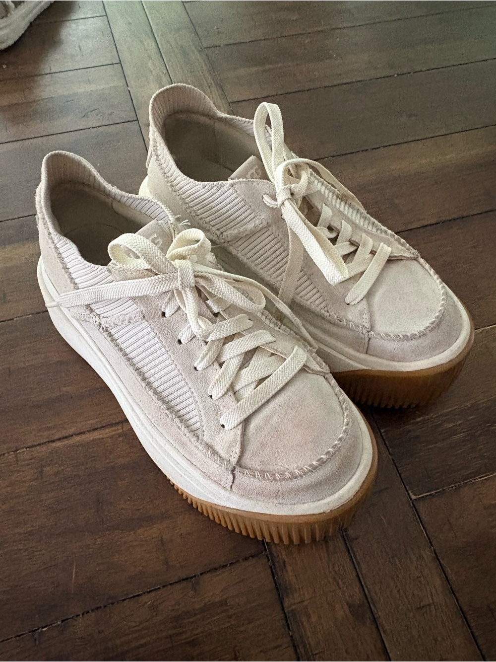 UGG Cream Platform Lace-Up Sneakers with Gum Sole